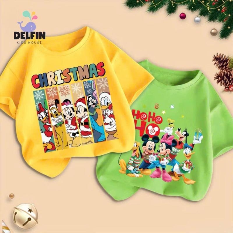 Áo thun bé gái, bé trai ngắn tay Noel Merry Christmas Delfinkid cotton 4 chiều chính phẩm từ 10-30kg 7