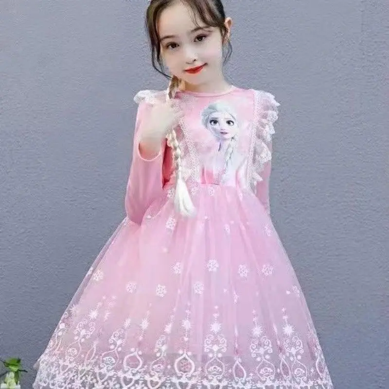 Váy Lolita Công Chúa Elsa, Dành Cho Bé Gái, Tay Áo Dài, Cổ Tròn, Váy Phồng Lưới, Thích Hợp Cho Mùa Xuân Và Mùa Thu 3