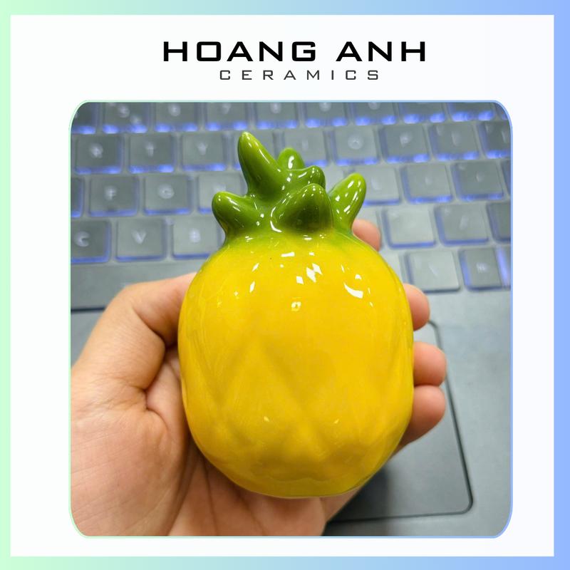 Heo sứ tiết kiệm - [ Lỗ nhẫn 1 chỉ ] Trái dứa đựng tiết kiệm - Heo đất tiết kiệm hình quả dứa - HOANG ANH CERAMICS Ống Tiết Kiệm Đựng Tiền Ống Heo Đồng