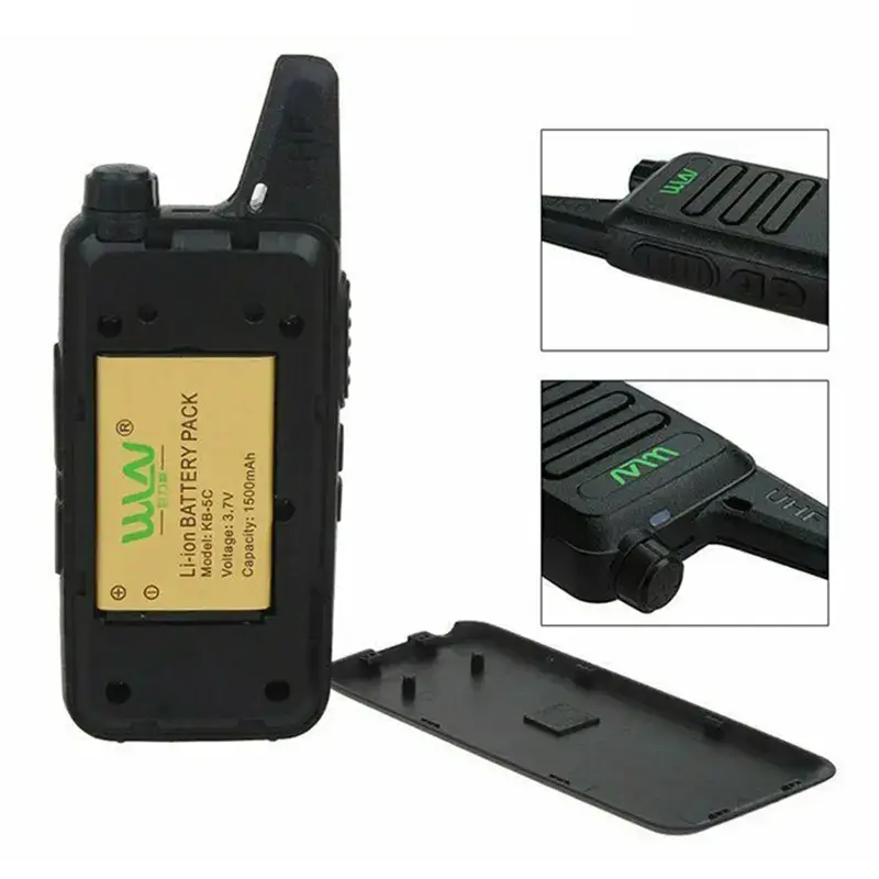 COD HT WLN KD-C1 16 CHANNEL FREE HEADSET EARPHONE WALKIE TALKIE UHF JARAK JAUH PORTABLE HANDY TALKY 5KM 10KM Black Antena 7