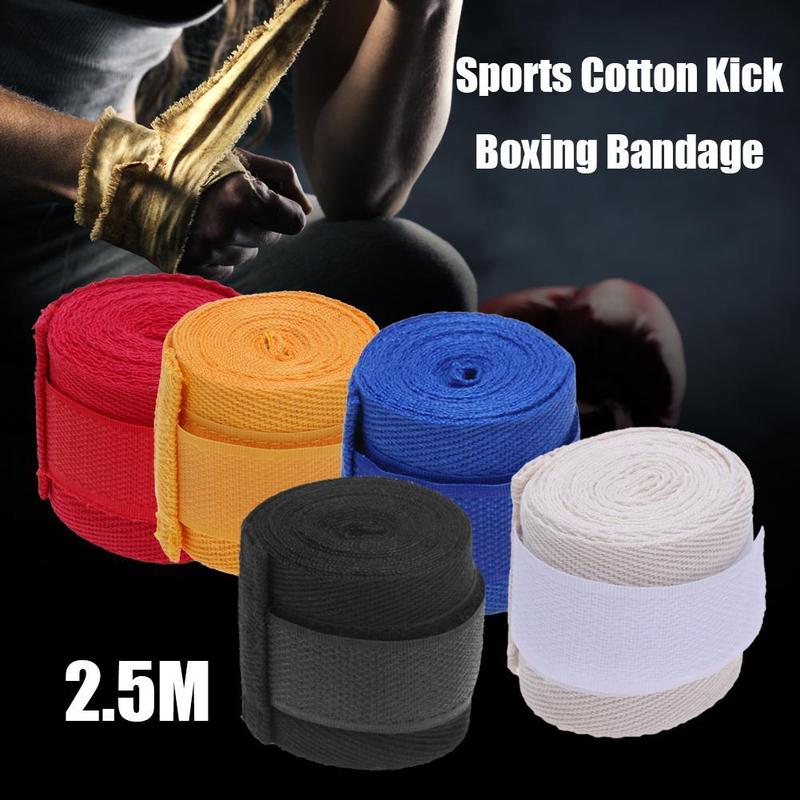 2pcs 2.5m Sports Cotton Kick Boxing Bandage Sanda MMA Wrist Hand ...