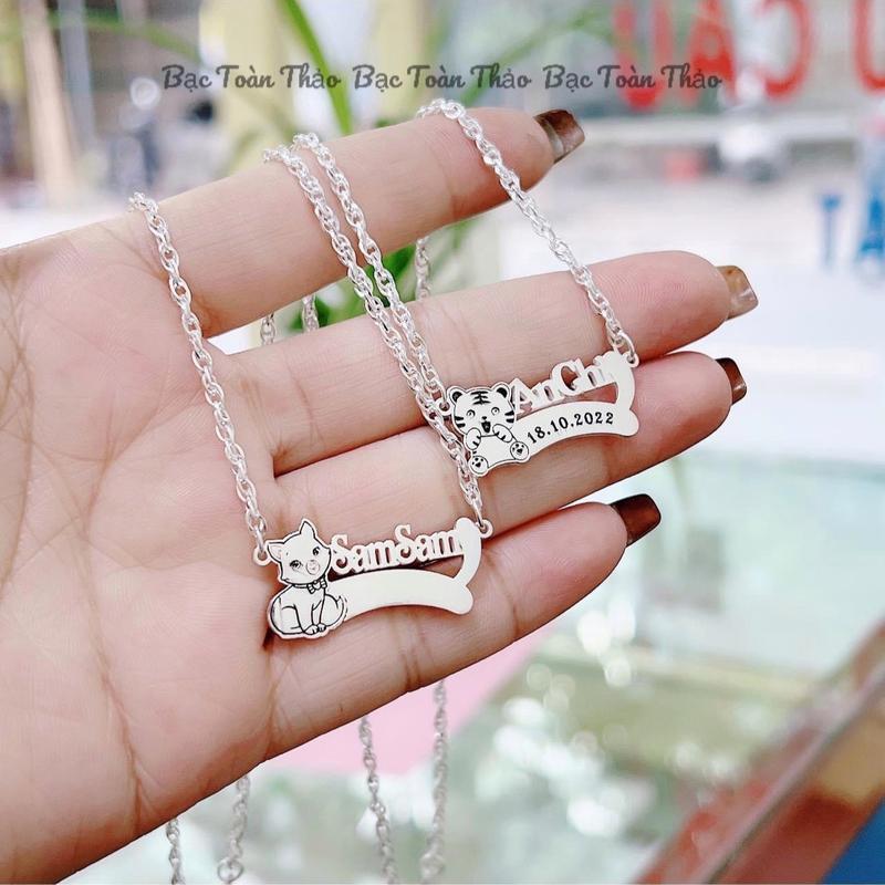 Dây chuyền bạc ta khắc tên theo yêu cầu cho bé D162
