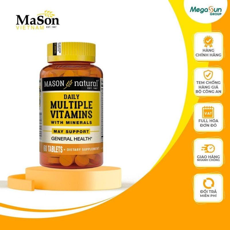 Viên Uống Hỗ Trợ Sức Khoẻ MASON NATURAL Daily Multiple Vitamins With Minerals – Hộp 60 Viên