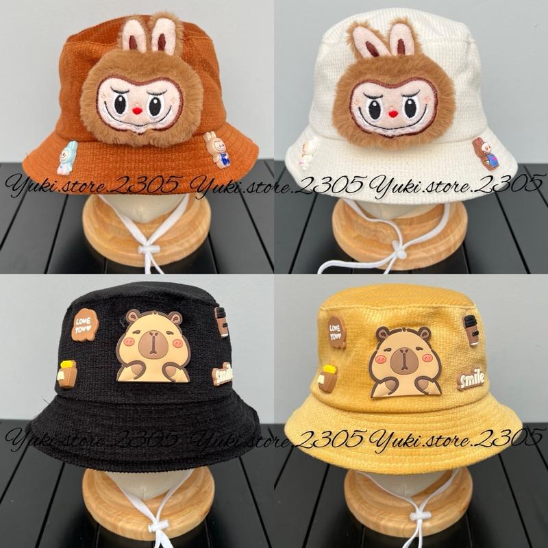 [10-18 tháng] Nón bo gắn charm Capybara/ BUBU cho bé trai, vòng đầu 50cm, chất nhung mịn