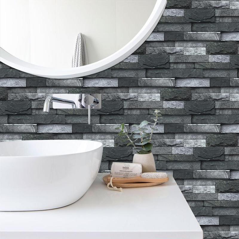 3D Brick Pattern Wallpaper Sticker, 24pcs/set Creative Modern Removable Tile Wall Sticker, Self Adhesive DIY Waterproof Wall Sticker Room Decor, Living Room, Home 4