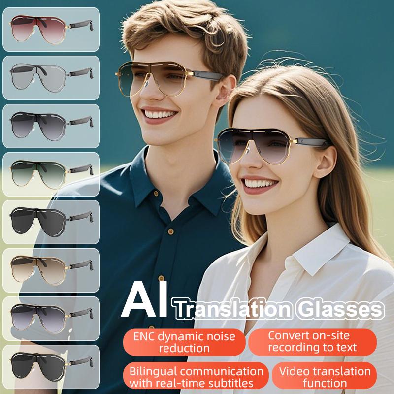 AI Translation Smart Bluetooth Glasses Call Music Headset Glasses Metal Frame Gradient Color Sport Sunglasses For Men Women - Image 2