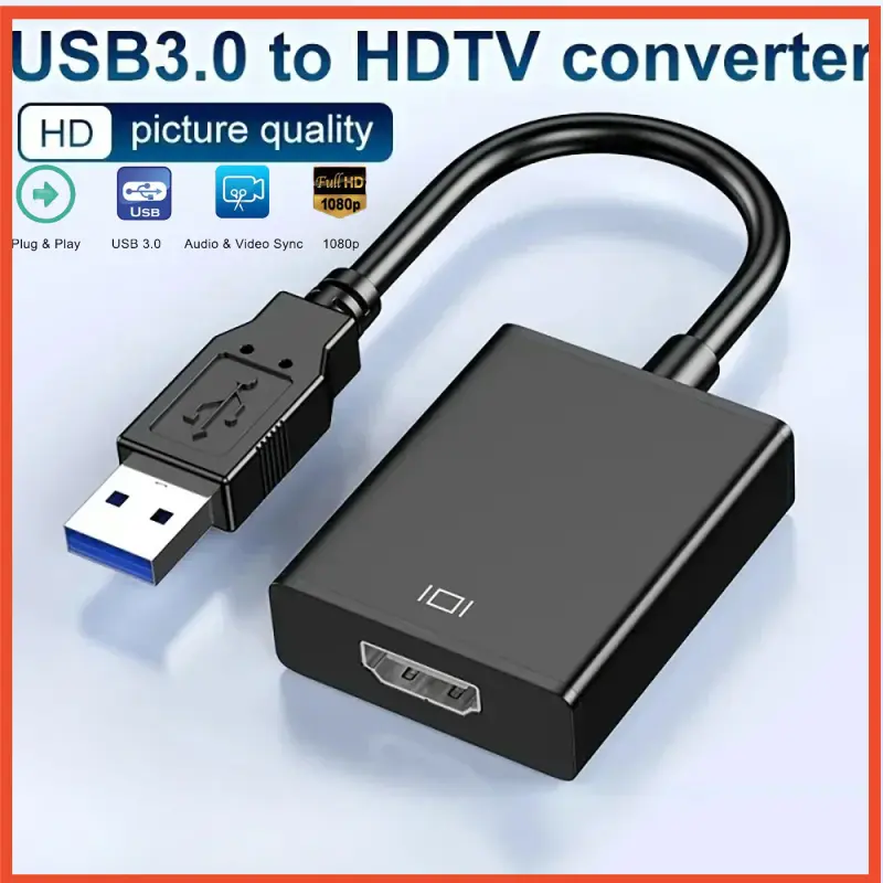 Bộ Chuyển Đổi USB sang HDMI, Bộ Chuyển Đổi âm thanh và video đầy đủ 1080P USB 3.0 sang HDMI, Bộ Chuyển Đổi USB bên ngoài, cho PC và máy tính xách tay, Tương thích với Windows XP, 7/8, 8.1, 10 và 11 Phụ Kiện 0