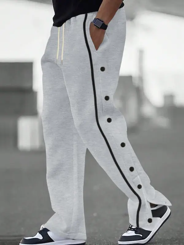 Men's Pants, Regular Fit Casual Comfy Breathable Drawstring Waist Trousers for Fall & Winter, Men's Bottoms for Daily Wear 0