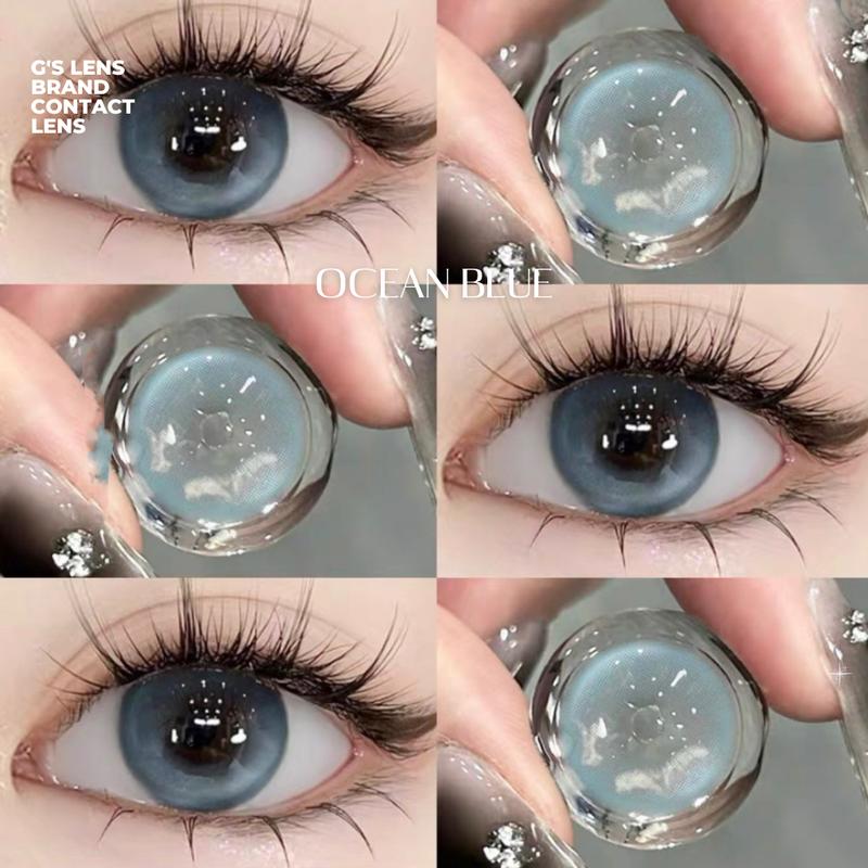 Kính áp tròng Gtrendy OCEAN BLUE N. địa Trung xanh tây sáng lens cận 6 tháng G.DIA 14.2mm có độ  0-8  
