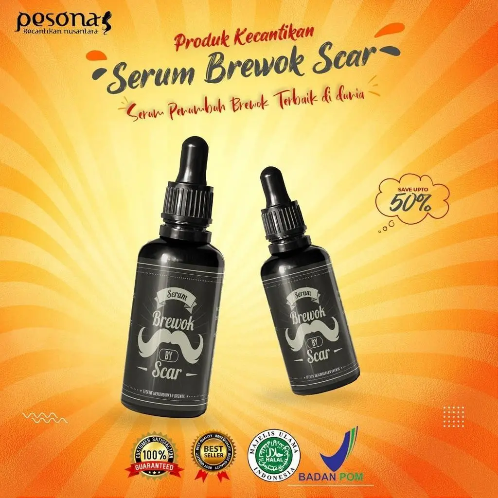 Serum Brewok Scar: Solusi Terbaik Menumbuhkan Jenggot, Kumis, Brewok, dan Alis dengan Redensyl dan Minyak Kemiri Bakar! Lebat Menebalkan