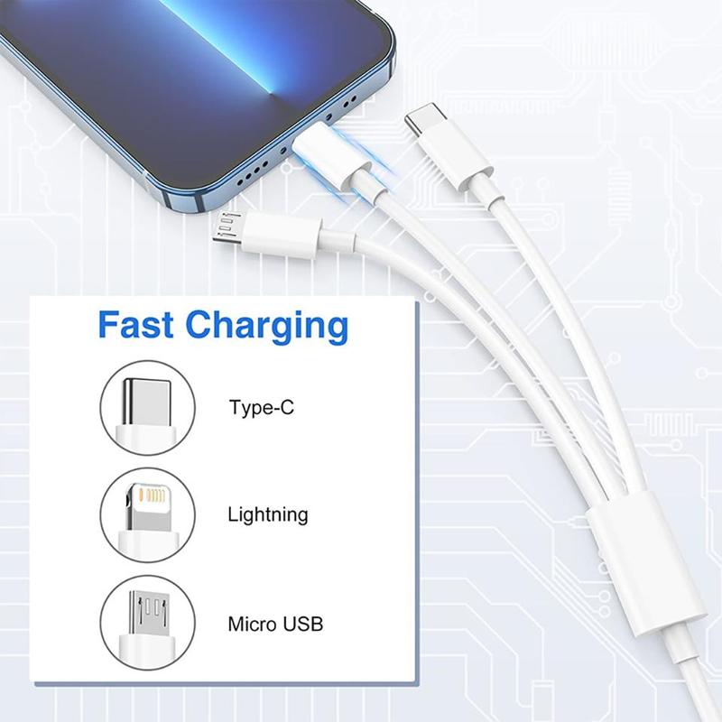 Product Introduction of 3 in 1 Original 6A Fast Charger Wird Cord For iPhone 11 13 14 Pro Max 8 Xiaomi Huawei USB To Lightning Micro Type C Quick Cable 1