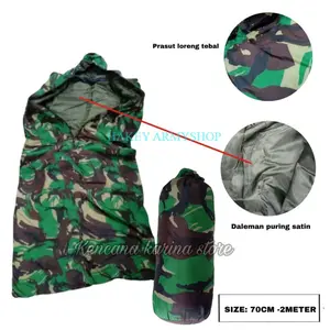 Sleeping bag Slipingbag Loreng Tni Dan Hitam Tempat Tidur Selimut Mumy Kepompong