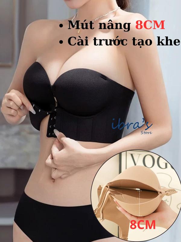 Áo Nâng Ngực Không Dây Mút Độn To 8CM iBra's, Dành Cho V1 Siêu Lép, Siêu Nhỏ, Che Mỡ Lưng, Mỡ Nách, Áo Quây Cài Trước Tạo Khe Sexy, Su Cao Cấp Không Lộ Viền, Chống Tụt A93 Nữ