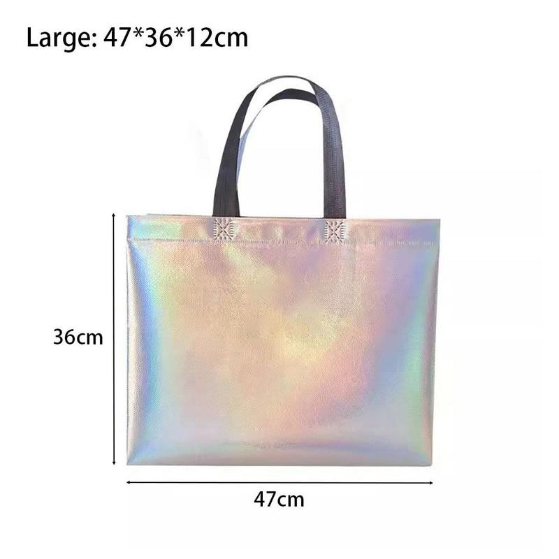 Laser Non-woven Fabric Tote Shoulder Bags Shopping Clothing Store Woman Storage Reusable Large Pouches Gift Bag 8