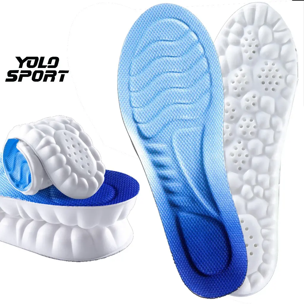 Lót Giày Thể Thao 4D Siêu Êm Chân Đế Nhẹ Giảm Sóc Cho Nam Nữ Khử Mùi Thoáng Khí Kháng Khuẩn Vận Động Thể Thao Chạy Bộ Phụ Kiện Dây Giày Cao Su Sport