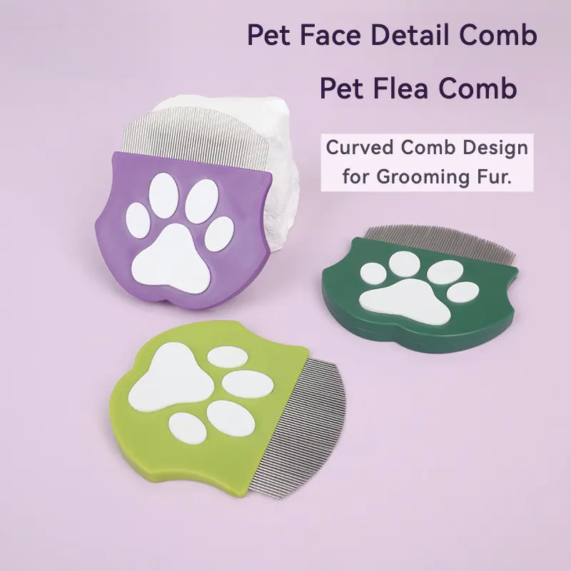 Pet Face Detail Comb, Flea Comb, Fine-Tooth Comb for Dogs and Cats, Lice Removal, Grooming and Cleaning Rounded Head Pin Comb, Curved Design Pin Comb.