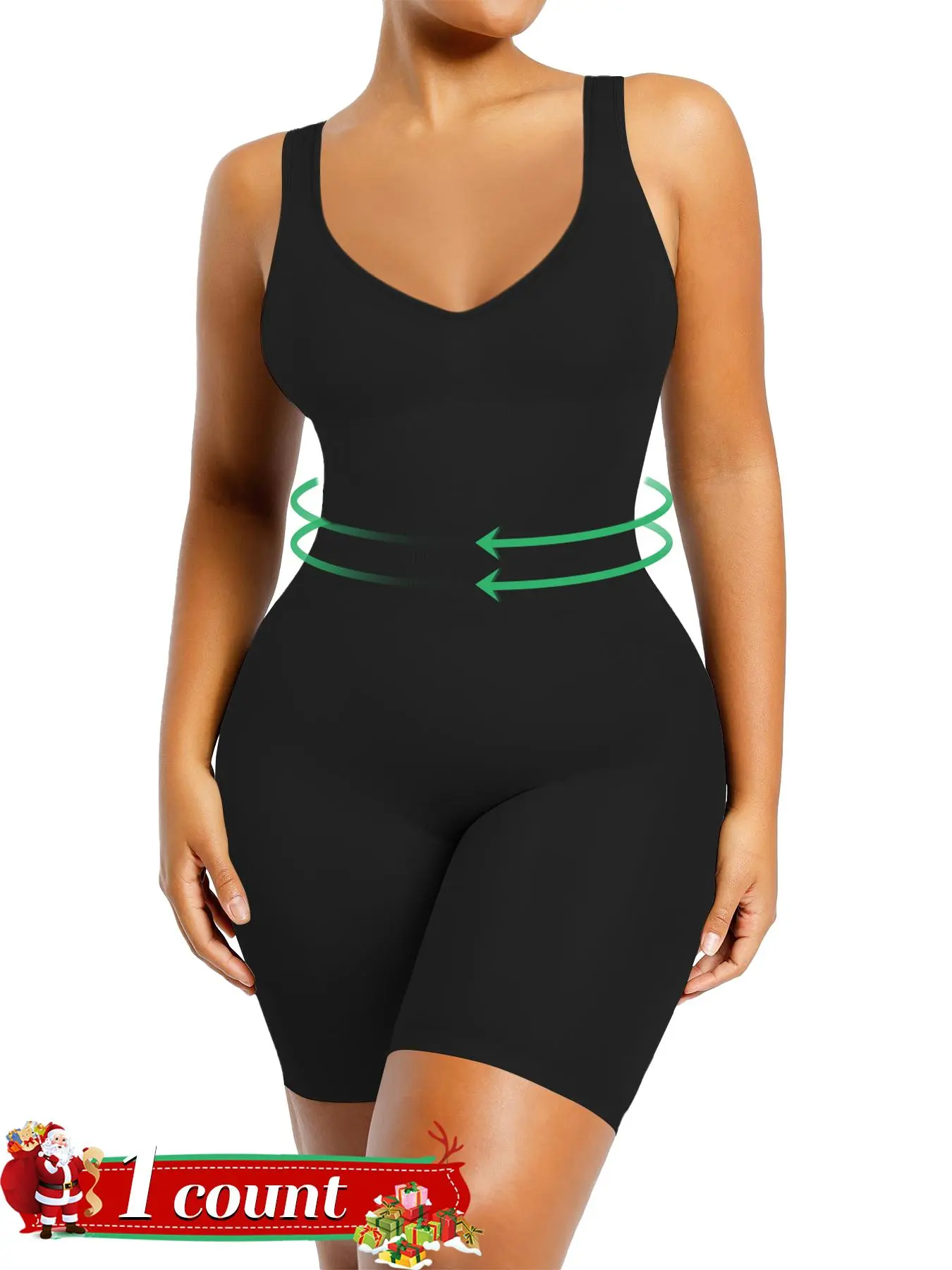 Shapewear Bodysuit for Women Tummy Control V Neck Butt Lifting Bodycon Romper Backless Seamless Sexy One Piece Shorts