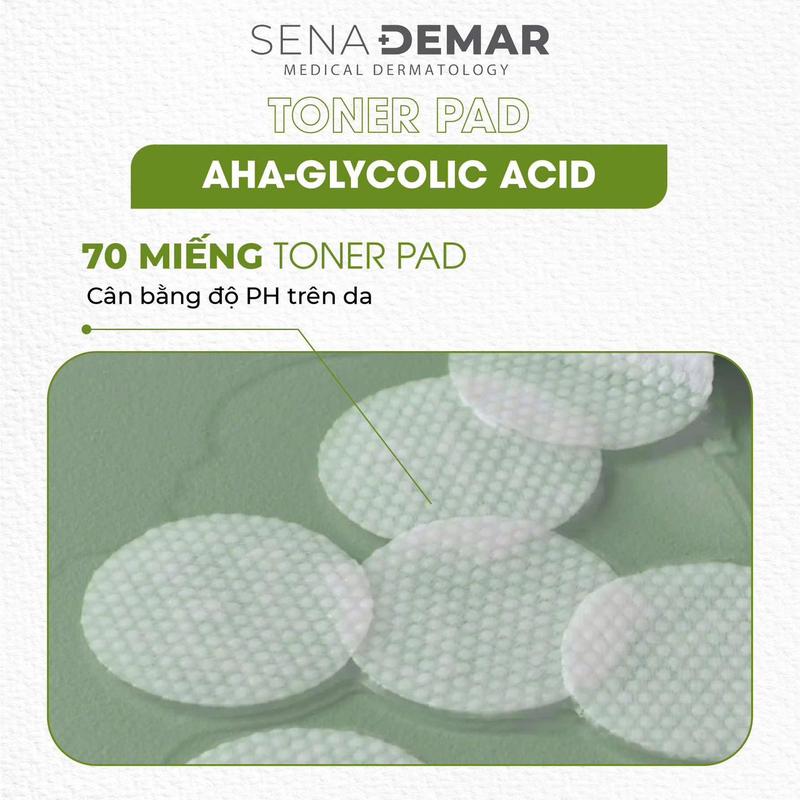 Senademar - Toner pad AHA-GLYCOLIC ACID, Tẩy da chết, 70 miếng [Tặng 1 Nạ] Skincare 3