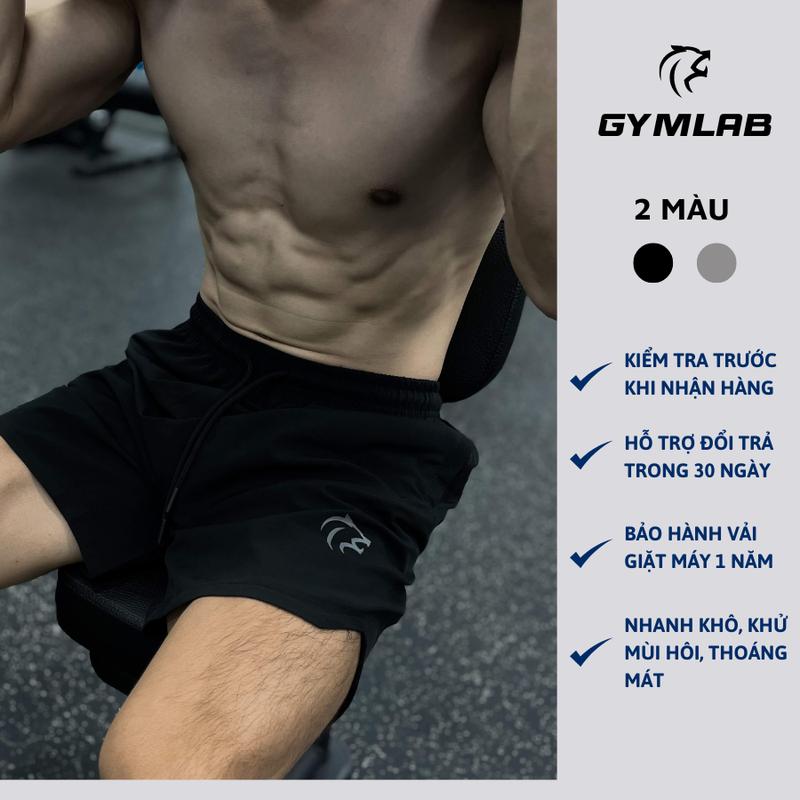 Quần đùi nam tập gym, chạy bộ thể thao Gymlab form 6 inch trên gối vải gió thoáng mát 6