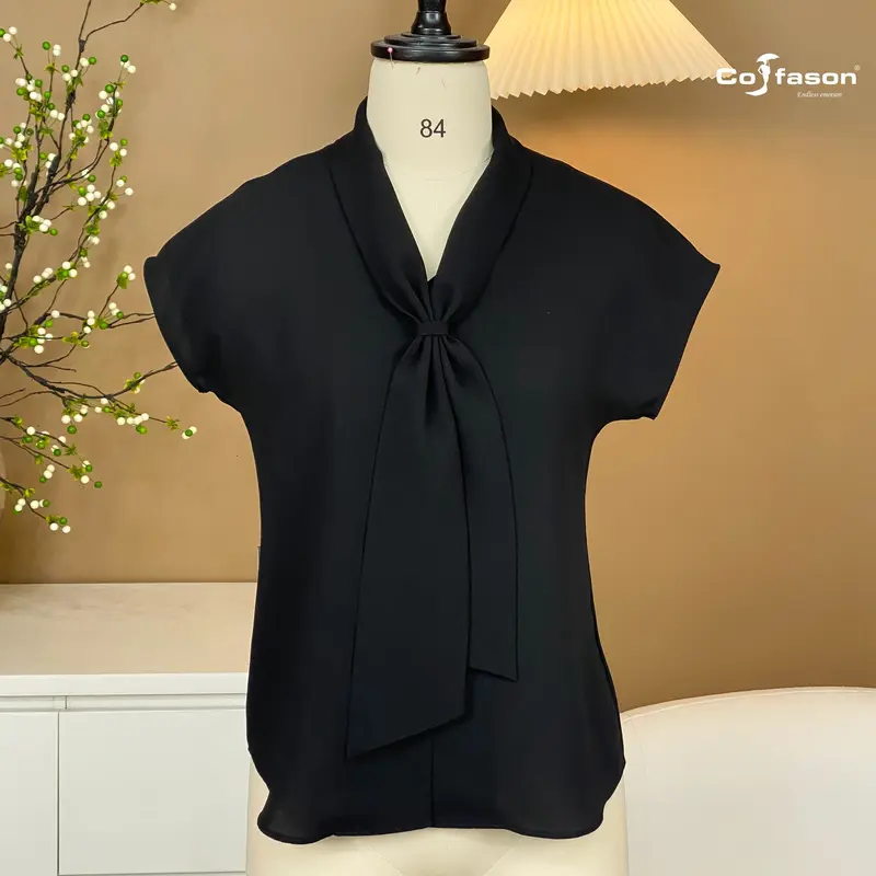 SƠ MI TAY LIỀN CỔ NƠ- 05 Màu Đen/Hồng cam/Hồng dâu đậm/Kem/Trắng-Size S/M/L/XL-Vải voan cát Hàn Quốc-Sơ mi đẹp 5