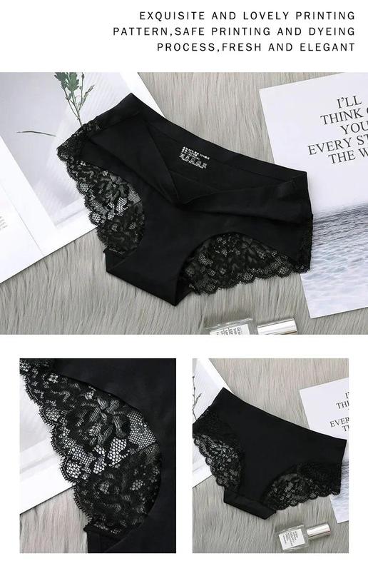 Product Introduction of 3PCS  Seamless Women's Hollow Out Panties Underwear Comfortable Breathable Lace Briefs Low Rise Female Sport Panty Soft Lady Lingerie Womenswear Innerwear 15