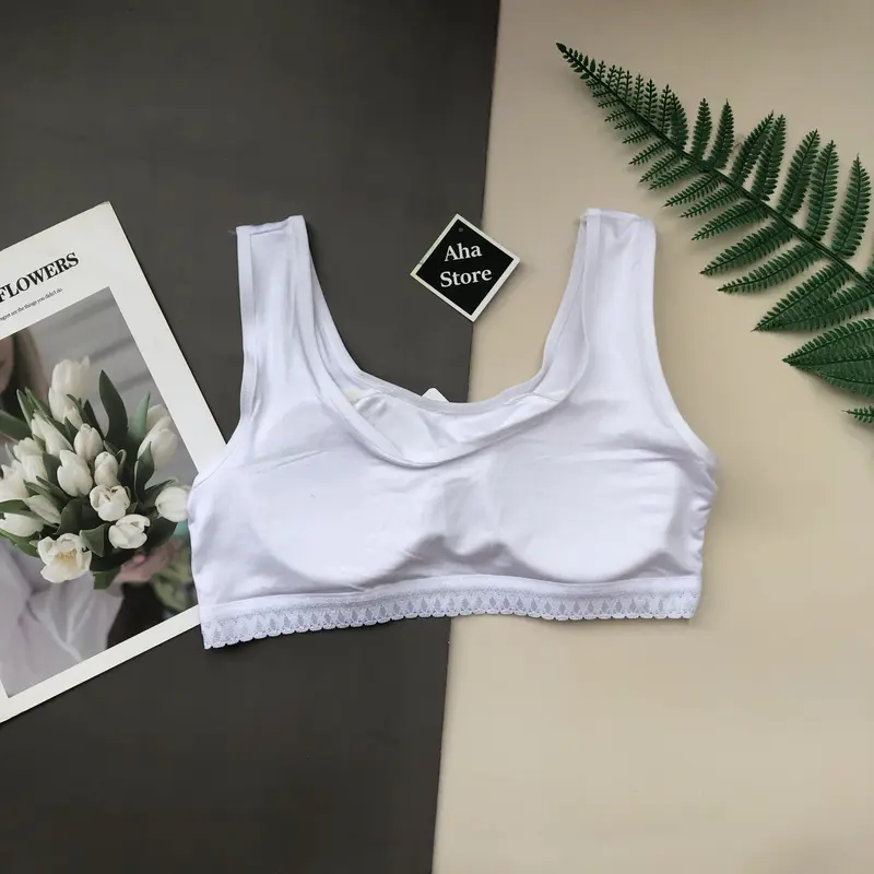 [Có bigsize 40-80kg] Áo bra Nữ học sinh trắng cấp 2, cấp 3 Chất cotton mềm mịn 3