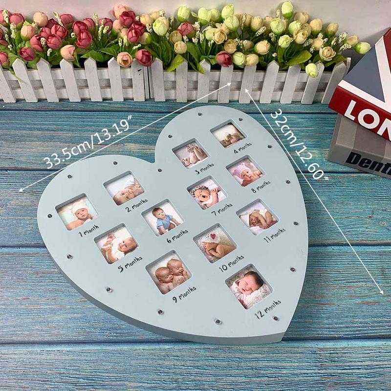 Product Introduction of Khung Lưu Niệm Cho Em Bé Năm Đầu Tiên Có Đèn, Khung Ảnh Trái Tim Hình Ảnh 0-12 Tháng, Quà Lưu Niệm Tăng Trưởng Kỷ Niệm 0