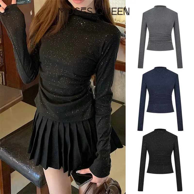 Áo Lớp Nền Cổ Bán Cao Cổ, Nữ, Phong Cách Thu Đông, Cao Cấp, Ôm Sát Eo, Áo, Nữ Thần Moses, # 62295