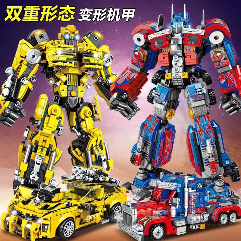 Đồ Chơi Giáo Dục Lắp Ráp Mecha Chó Optimus Prime Transformers Bumblebee, Tương Thích Với Lego, Thích Hợp Cho Bé Trai, Khó, Quà Sinh Nhật
