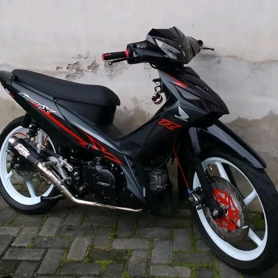 Striping Lis Stiker motor supra x fi 2018 warna hitam lis merah