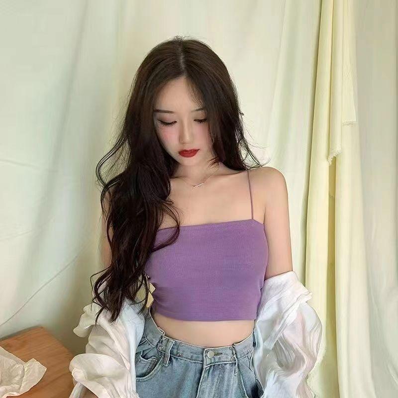 Product Introduction of Solid Color Anti-Exposure Half-Length Small Sling Cropped Tank Top Women Short Bottoming Shirt Wrapped Chest Tube Top Women 16