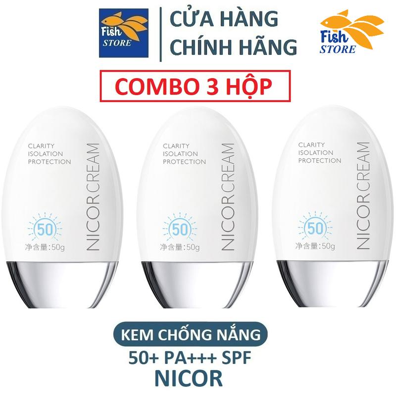 3 HỘP KEM CHỐNG NẮNG NICOR ISOLATION PROTECTION DÙNG CHO CẢ MẶT VÀ BODY 50Gram 1 Hộp cho cả Nữ và Nam Sunscreen Làm Đẹp Da nhà FISHVN