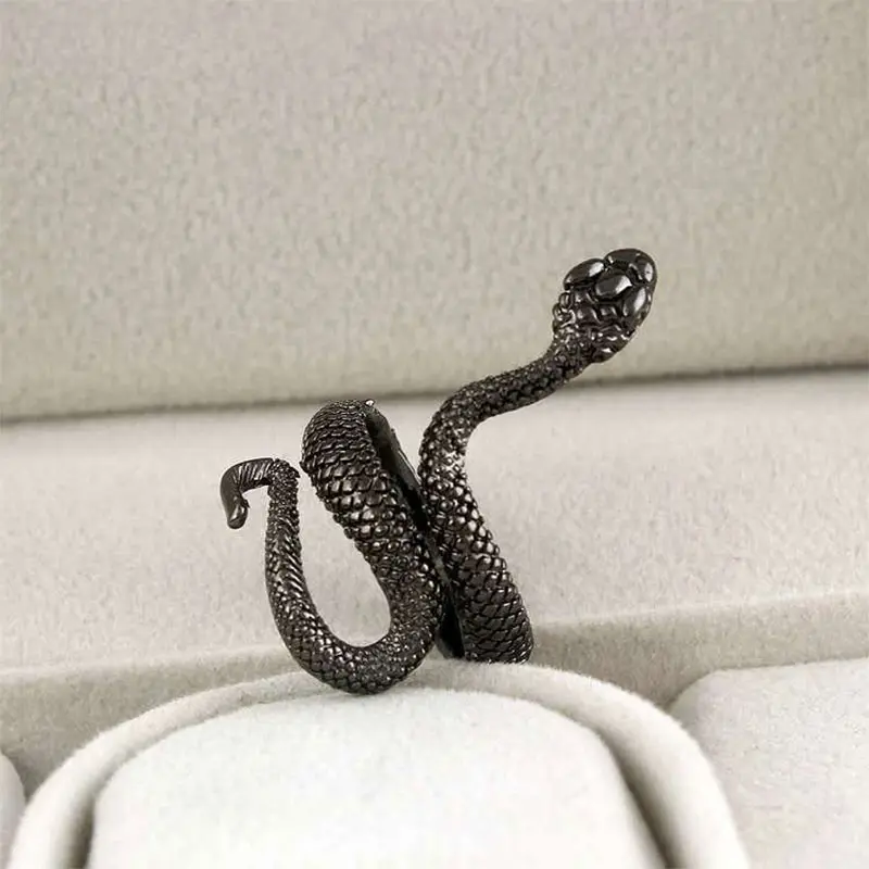 【zhamus】Vintage lacquer snake ring cobra ring 8