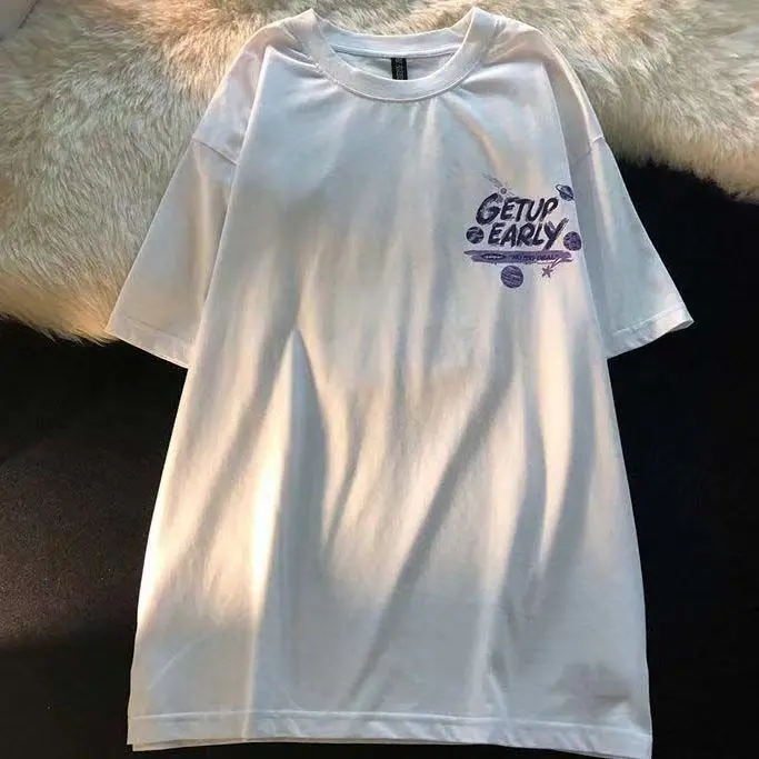 Áo Thun Ngắn Tay, Phong Cách Đường Phố Mỹ Thương Hiệu Thời Trang Nam, Phong Cách Hip Hop, In Hình Dáng Rộng Ngầu Tay Lửng, Ngoại Cỡ, Thời Trang Trung Quốc, Áo Ngọt Ngào 4