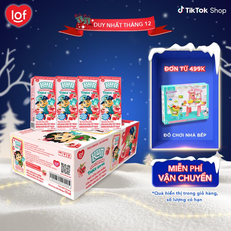 Sữa Kun có Thạch chọn hương vị: Socola lúa mạch Kem Dâu Cam thùng 48 hộp x 170ml
