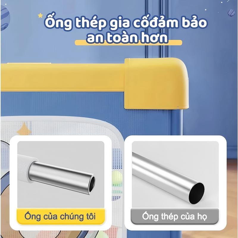 Hàng rào trò chơi trẻ em\Hàng rào\Gấp được\Hàng rào vải cho trẻ em Pakey\Khung inox dày\Bảo hành 3 năm, dễ dàng tháo lắp và lắp ráp play  pen 3