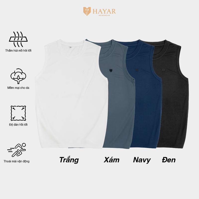 Áo thun ba lỗ nam HAYAR tanktop vải thun lạnh mỏng nhẹ thoáng mát