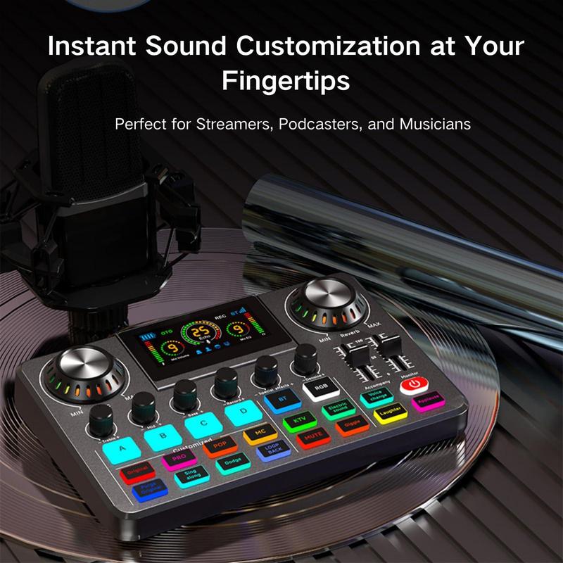 Live Podcast Equipment Set, Professional Live Sound Card with DJ Mixer Effects and Voice Changer, Suitable for Streaming, Podcast Recording, Gaming, TikTok, YouTube Live 4