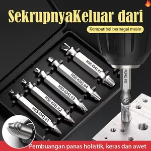 Set ekstraktor kawat dan sekrup patah alat penghapus sekrup licin terbuat dari baja kecepatan tinggi HSS alat perbaikan pertukangan presisi dan tahan lama