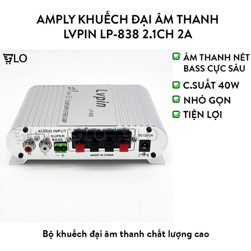 Bộ Âm Ly Mini, Amply Khuếch Đại Âm Thanh Lvpin LP-838 2.1CH 2A