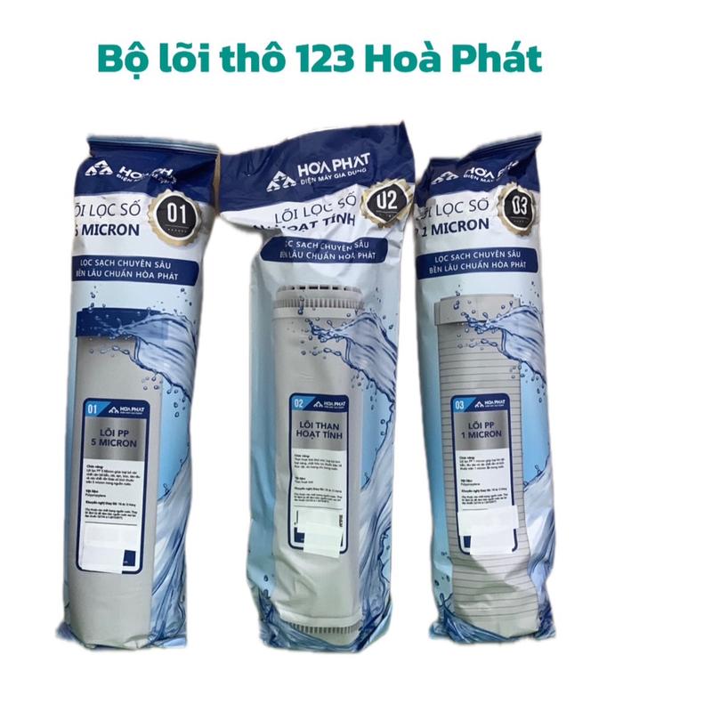  Bộ lõi lọc nước 1,2,3 Hoà Phát gồm lõi 1 Pp 5 lõi 2 than hoạt tính  lõi 3 Pp 1 dùng thay thế cho máy lọc nước RO Hoà Phát và nhiều máy cốc lọc 10 inch chức năng lọc tạp chất rong rêu bùn đất mùi màu không tốt trong nước  tặng tay công mở lõi loiloc 