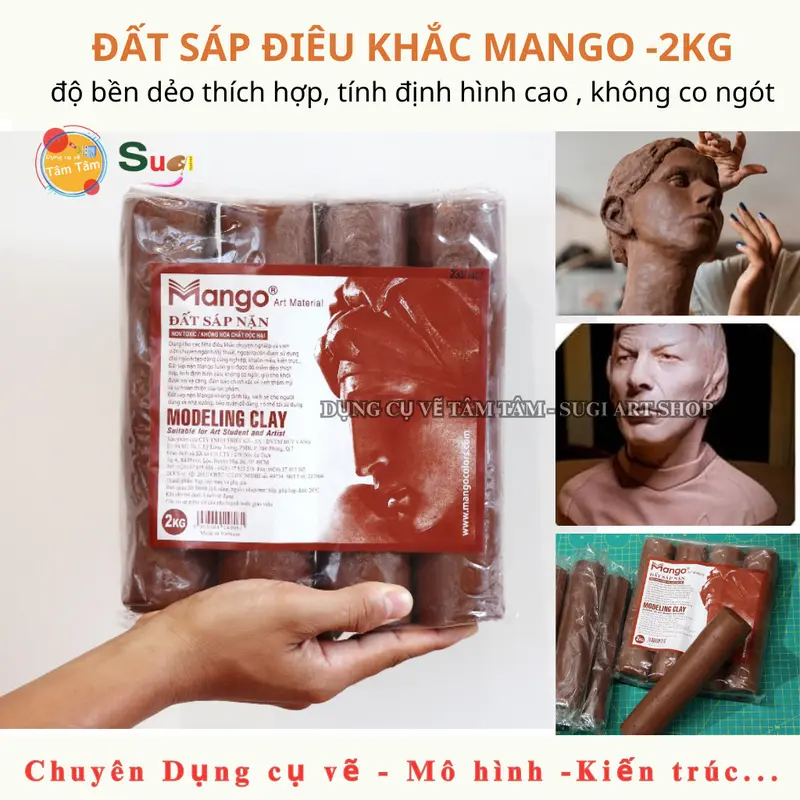 Đất sáp nặn điêu khắc tượng Mango , Đất sét Mango nặn tượng làm khuôn bịch 2kg - Đất nặn điêu khắc - Modeling Clay - Tâm Tâm - Sugi Art 1