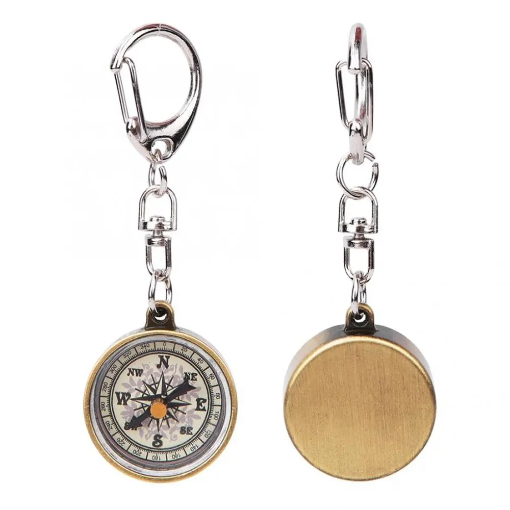 Color Survival Trekking Climbing Equipment Keychain Portable Travel Gift Zinc Alloy Vintage Pocket Compass Key Ring Camping Compass Mini Compass