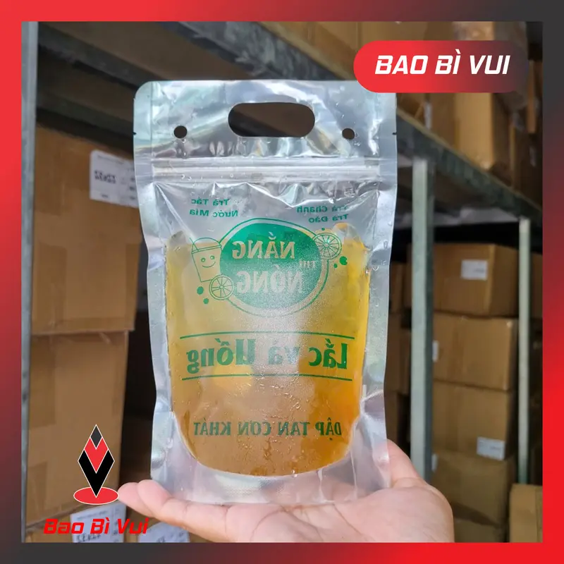 [1kg] Túi zip trà chanh in hình có quai xách - BAO BÌ VUI 0