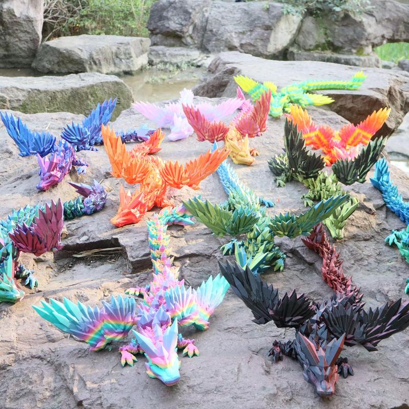 Product Introduction of 3D Printed Dragon Model, 1 Count Creative Dragon Statue Decoration, Movable Joints Dragon Model for Home Office Room Decoration 6