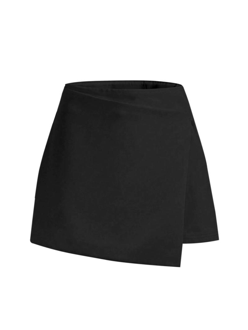 Product Introduction of Women's Solid Wrap Asymmetrical Hem Skirt, Casual High Waist Short Skirt for Daily Wear, Ladies Bottoms for All Seasons, Clothing 8