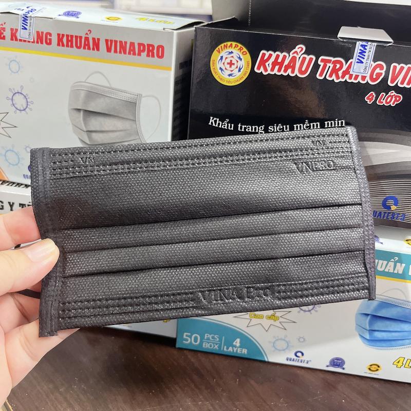 Hộp 50 cái Khẩu trang y tế 4 lớp Vinapro giấy lọc kháng khuẩn, ôm mặt quai mềm không đau tai. 1