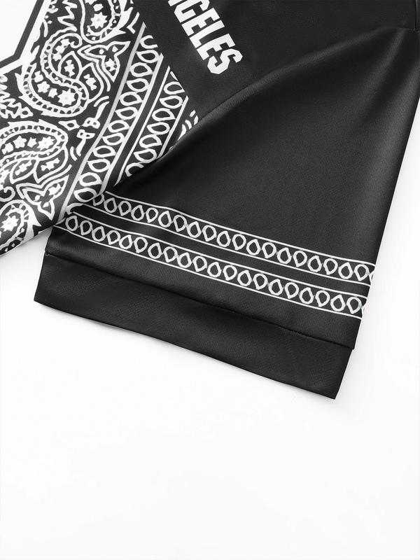 2 Piece Set Men's Letter Print V Neck Tee & Pocket Drawstring Waist Shorts Set, Casual Loose Short Sleeve T-shirt & Shorts, Two-piece Outfits For Summer Outdoor Wear 3