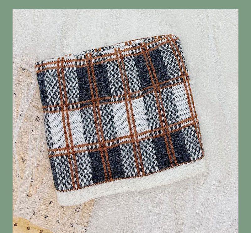 Product Introduction of Thermal Knitting Scarf Female Winter All-Matching Color Matching Plaid Neckerchief Cover Bandana Male and Female Baby Wool Bandana 19