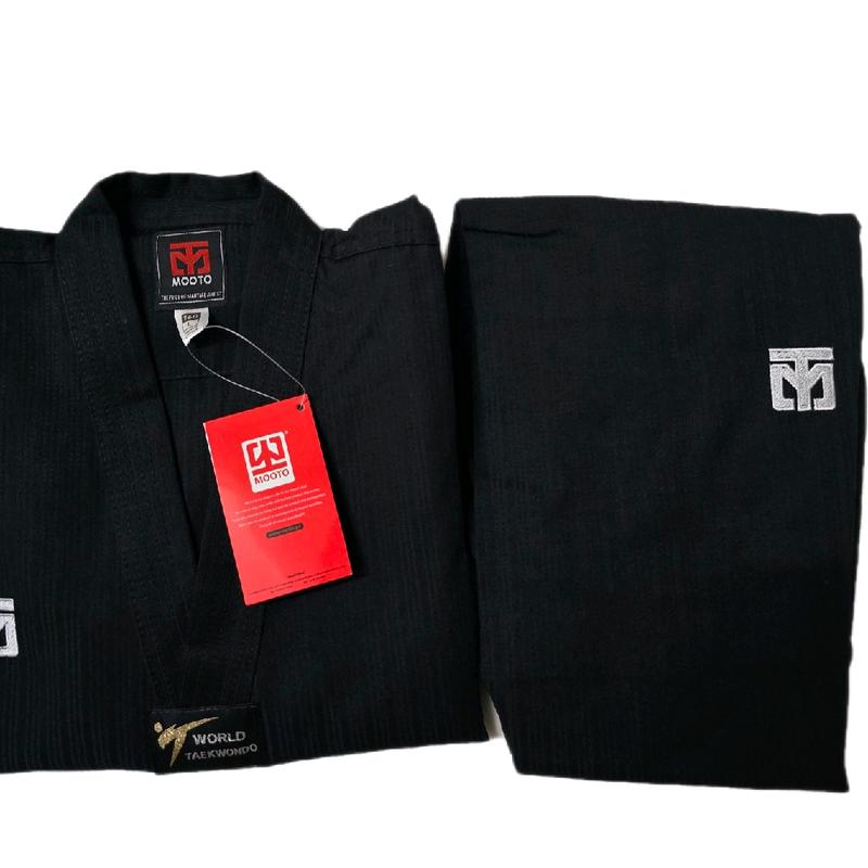 Võ phục Taekwondo Mooto full Black (Màu đen) Vải sọc